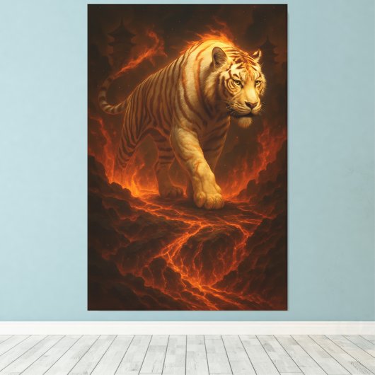 Volcanic White Tiger Premium Wall Art – Fine Art C Leinwanddruck (Insitu (Holzboden))