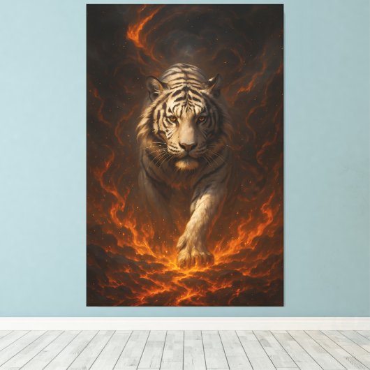 Volcanic White Tiger Premium Wall Art – Fine Art C Leinwanddruck (Insitu (Holzboden))