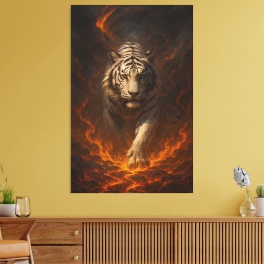Volcanic White Tiger Premium Wall Art – Fine Art C Leinwanddruck (Insitu (Wohnzimmer))