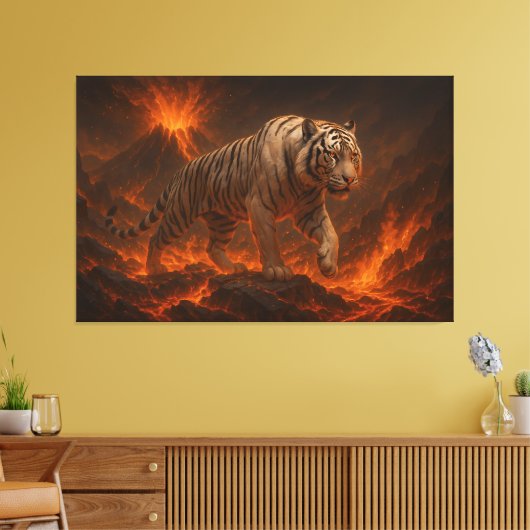Volcanic White Tiger Premium Wall Art – Fine Art C Leinwanddruck (Insitu (Wohnzimmer))