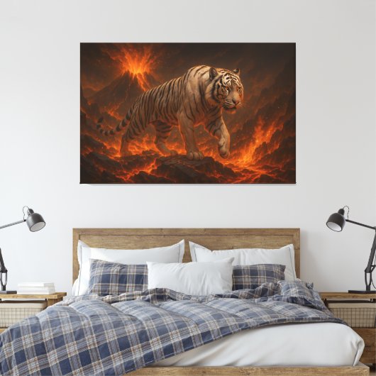 Volcanic White Tiger Premium Wall Art – Fine Art C Leinwanddruck (Insitu (Schlafzimmer))