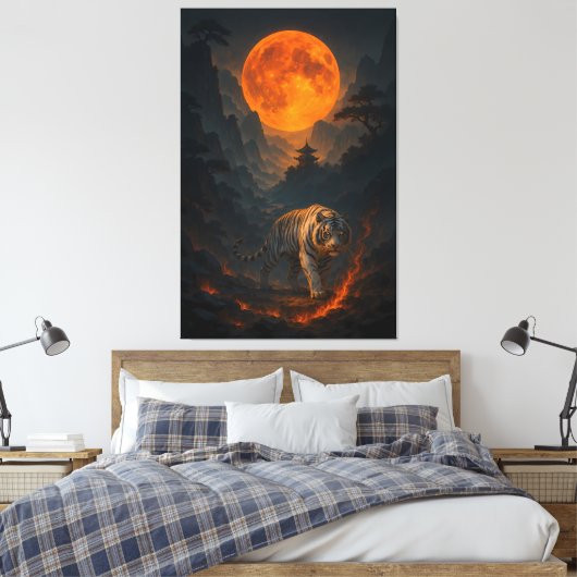 Volcanic White Tiger Premium Wall Art – Fine Art C Leinwanddruck (Insitu (Schlafzimmer))