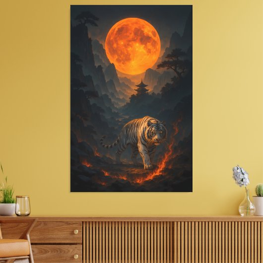 Volcanic White Tiger Premium Wall Art – Fine Art C Leinwanddruck (Insitu (Wohnzimmer))