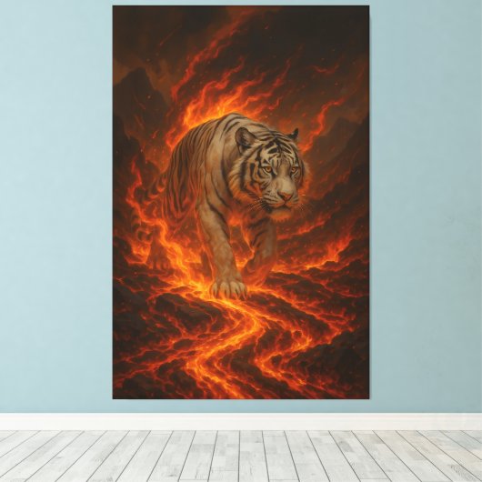 Volcanic White Tiger Premium Wall Art – Fine Art C Leinwanddruck (Insitu (Holzboden))