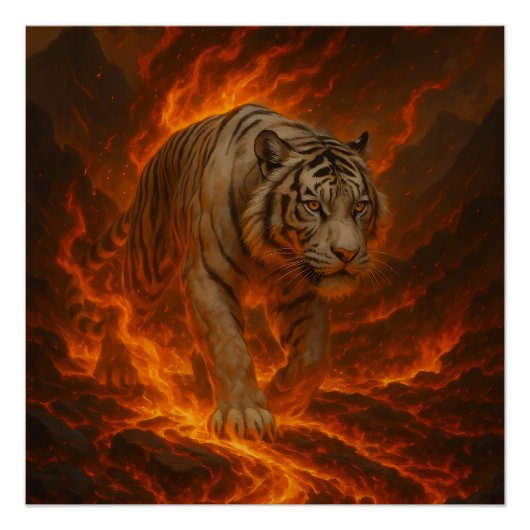 Volcanic White Tiger Premium Wall Art – Fine Art C Poster (Vorderseite)