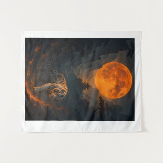 Volcanic White Tiger Premium Wall Art – Fine Art C Wandteppich (Vorderseite (Horizontal))