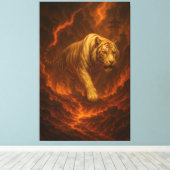Volcanic White Tiger Premium Wall Art – Fine Art Leinwanddruck (Insitu (Holzboden))