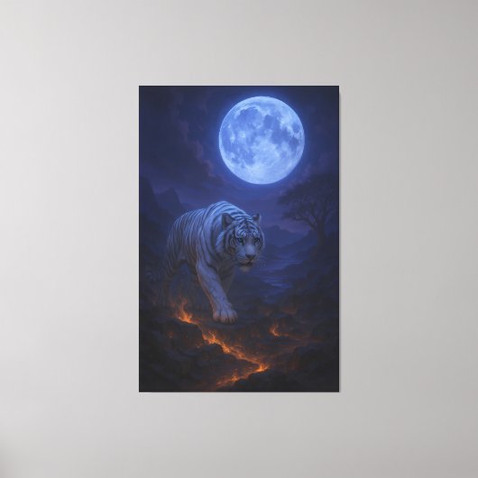 Volcanic White Tiger Premium Wall Art – Fine Art Leinwanddruck (Vorderseite)