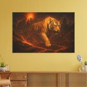 Volcanic White Tiger Premium Wall Art – Fine Art Leinwanddruck (Insitu (Wohnzimmer))