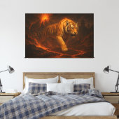Volcanic White Tiger Premium Wall Art – Fine Art Leinwanddruck (Insitu (Schlafzimmer))