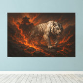 Volcanic White Tiger Premium Wall Art – Fine Art Leinwanddruck (Insitu (Holzboden))