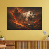 Volcanic White Tiger Premium Wall Art – Fine Art Leinwanddruck (Insitu (Wohnzimmer))
