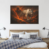 Volcanic White Tiger Premium Wall Art – Fine Art Leinwanddruck (Insitu (Schlafzimmer))