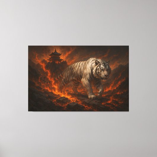 Volcanic White Tiger Premium Wall Art – Fine Art Leinwanddruck (Vorderseite)