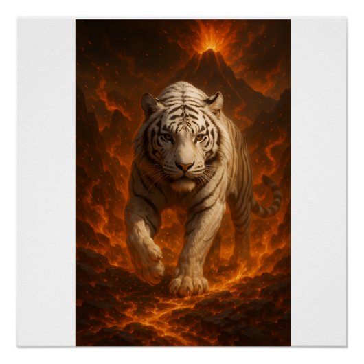 Volcanic White Tiger Premium Wall Art – Fine Art Poster (Vorderseite)