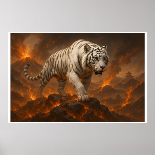 Volcanic White Tiger Premium Wall Art – Fine Art Poster (Vorne)