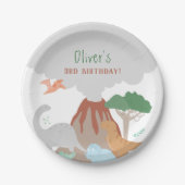 Volcano Dinosaur Boy Birthday Pappteller (Vorderseite)