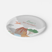 Volcano Dinosaur Boy Birthday Pappteller (Schrägansicht)