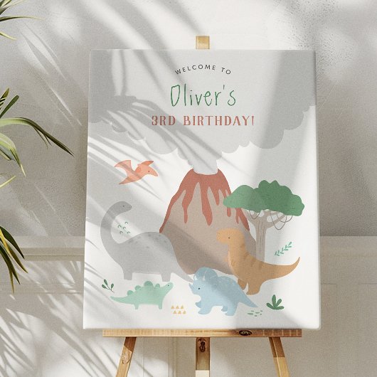 Volcano Dinosaur Boy Birthday Poster