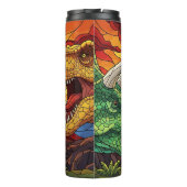 Volcano Dinosaurs Stained Glass Battle Thermosbecher (Rückseite)