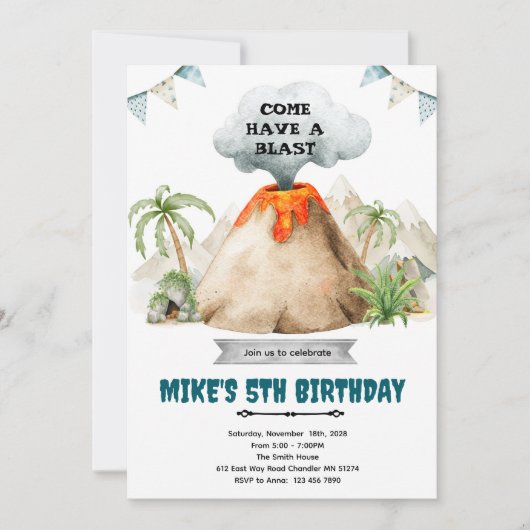 Volcano theme party Invitation Einladung (Vorderseite)