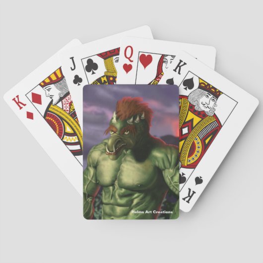 Volcano Troll Vacation Fantasy Kunst, Dichtung und Spielkarten (Rückseite)