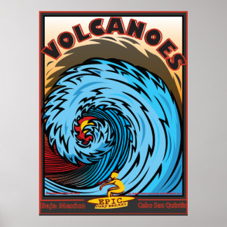 VOLCANOES BAJA MEXICO SURFBREAK SURFEN POSTER