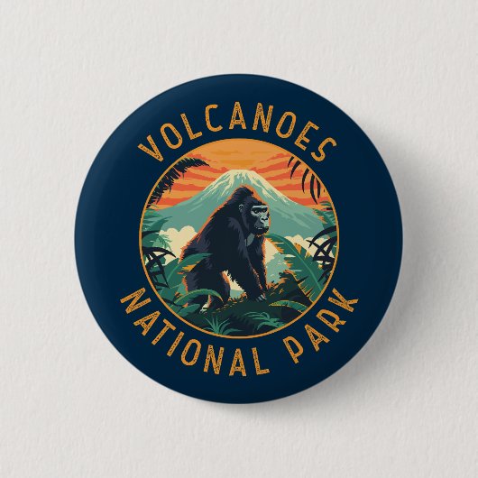 Volcanos Nationalpark Ruanda Retro Not leidend Button (Vorderseite)