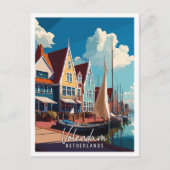 Volendam Netherlands Vintage Wealth Illustration Postkarte (Vorderseite)