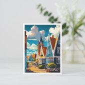 Volendam Netherlands Vintage Wealth Illustration Postkarte (Stehend Vorderseite)
