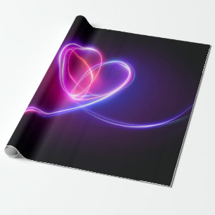 Volet rosa Neonlicht zeichnend. Abstrakte Herzzeit Geschenkpapier
