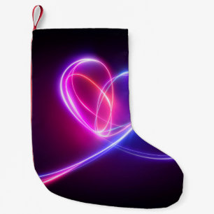 Volet rosa Neonlicht zeichnend. Abstrakte Herzzeit Kleiner Weihnachtsstrumpf