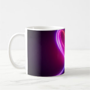Volet rosa Neonlichtzeichnung. Abstrakte Herzdoodl Kaffeetasse