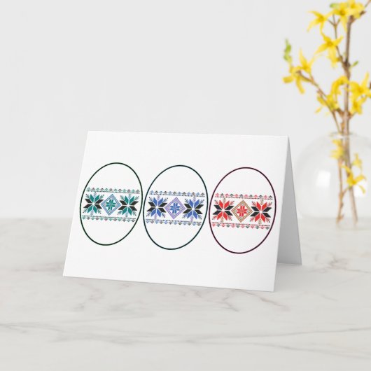 Volk-Entwurfs-Ostereier Karte (Gelbe Blume)