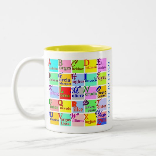Völker der Buchstaben Zweifarbige Tasse (Links)