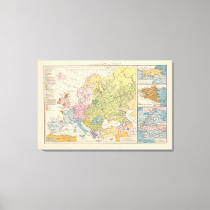Volkerkarte von Europa, Karte von Europa Leinwanddruck
