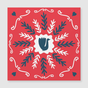 Volks-Doodle-Art-Weihnachts-Kachel Magnetkarte