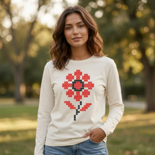 Volks Kreuzstich Blume Tri-Blend Shirt