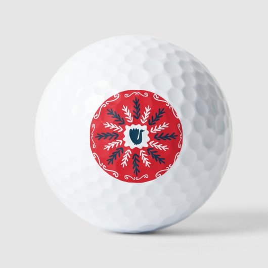 Volks-Kritzelkunst-Weihnachtskachel Golfball (Vorderseite)