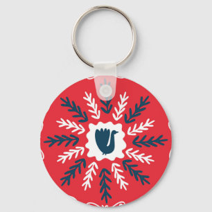 Volks-Kritzelkunst-Weihnachtskachel Schlüsselanhänger