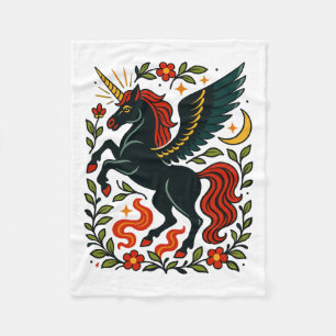 Volks kunst Pegasus Einhorn Floral Himmels Fleece