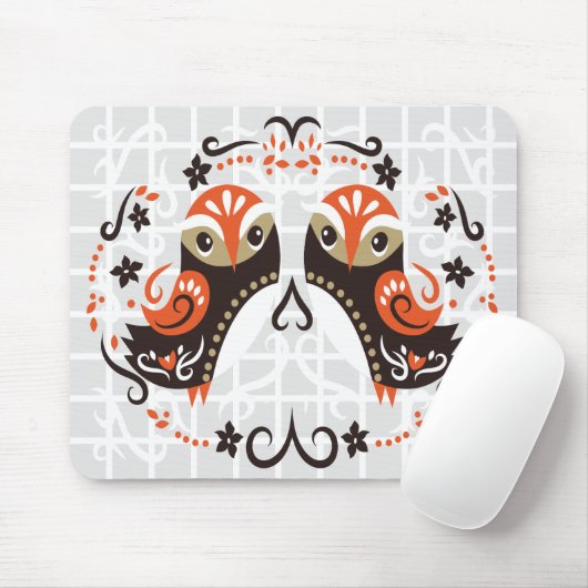 Volks Kunst Zwillings-Eulen-Raster-Mauspad Mousepad (Mit Mouse)