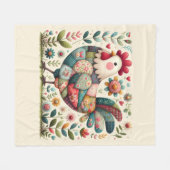 Volks-Patchwork-Hahn mit floralen Akzenten Fleecedecke (Vorderseite (Horizontal))