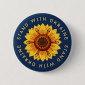 Volks-Sonnenblume-Ukrainische-Ornamentmuster-Flagg Button (Vorderseite)