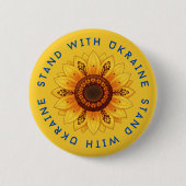 Volks-Sonnenblume-Ukrainische-Ornamentmuster-Flagg Button (Vorderseite)