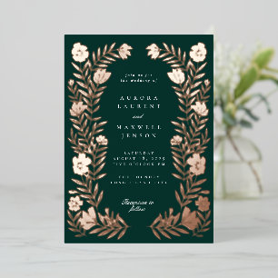 Volksblumen Botanischer Rahmen Hochzeit Folieneinladung