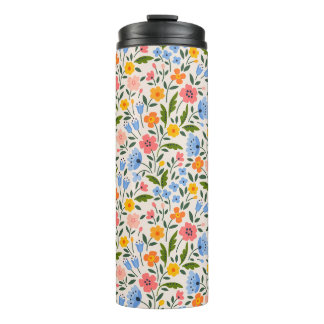 Volksblumen: Farbige kleine Muster Thermosbecher