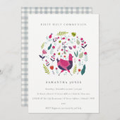 Volksfarm Floral Birdie Erste Kommune Einladung (Vorne/Hinten)