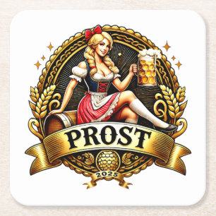 Volksfest - Prost - Kirchweih Dirndl 2025 Rechteckiger Pappuntersetzer