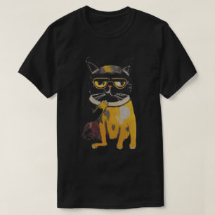 Volksgut Bemalte Katze Mit Brille Design T-Shirt